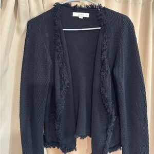LOFT Black Knitted Fringed Cardigan
